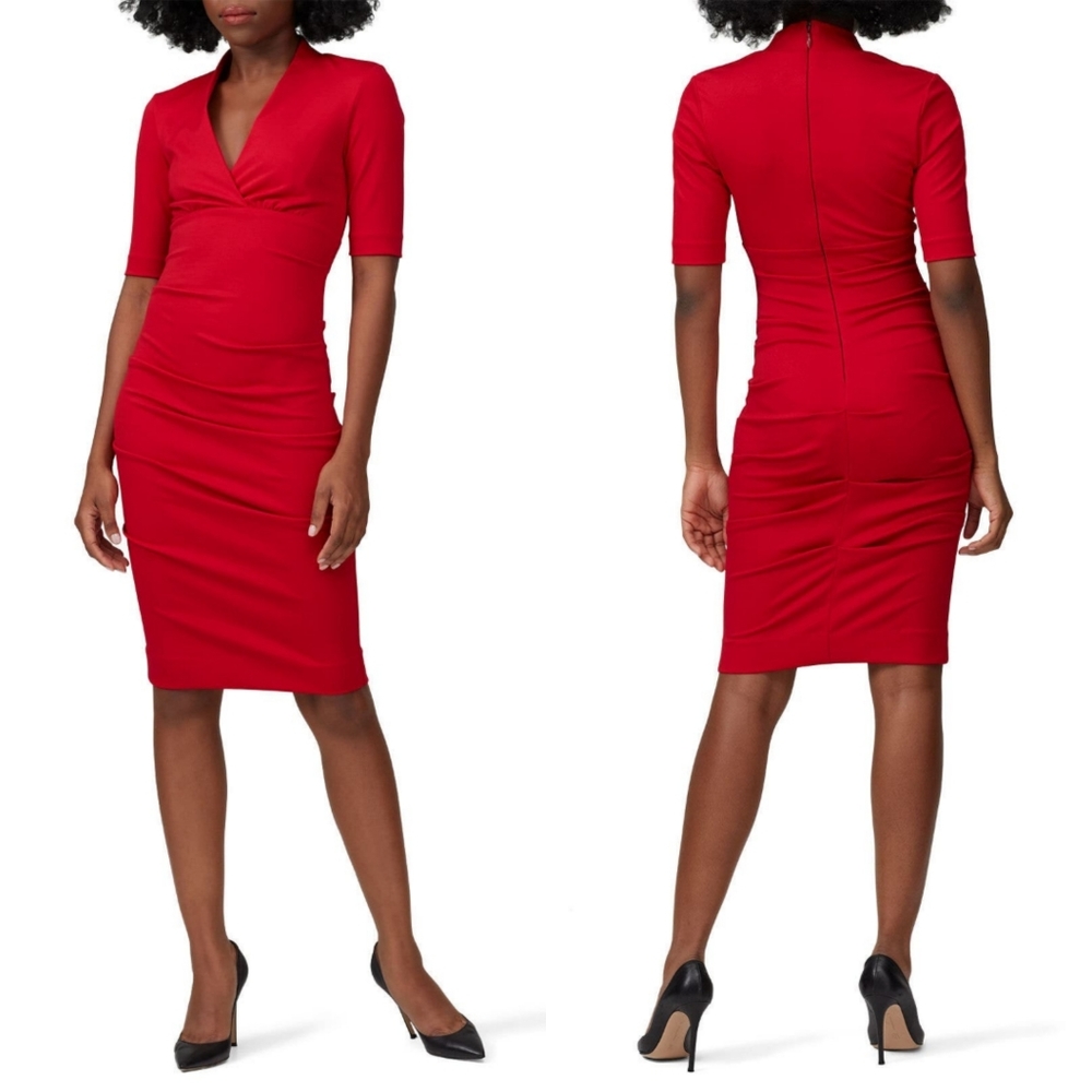 🪡 Nicole Miller Red Solid Ponte Dress, Sz S